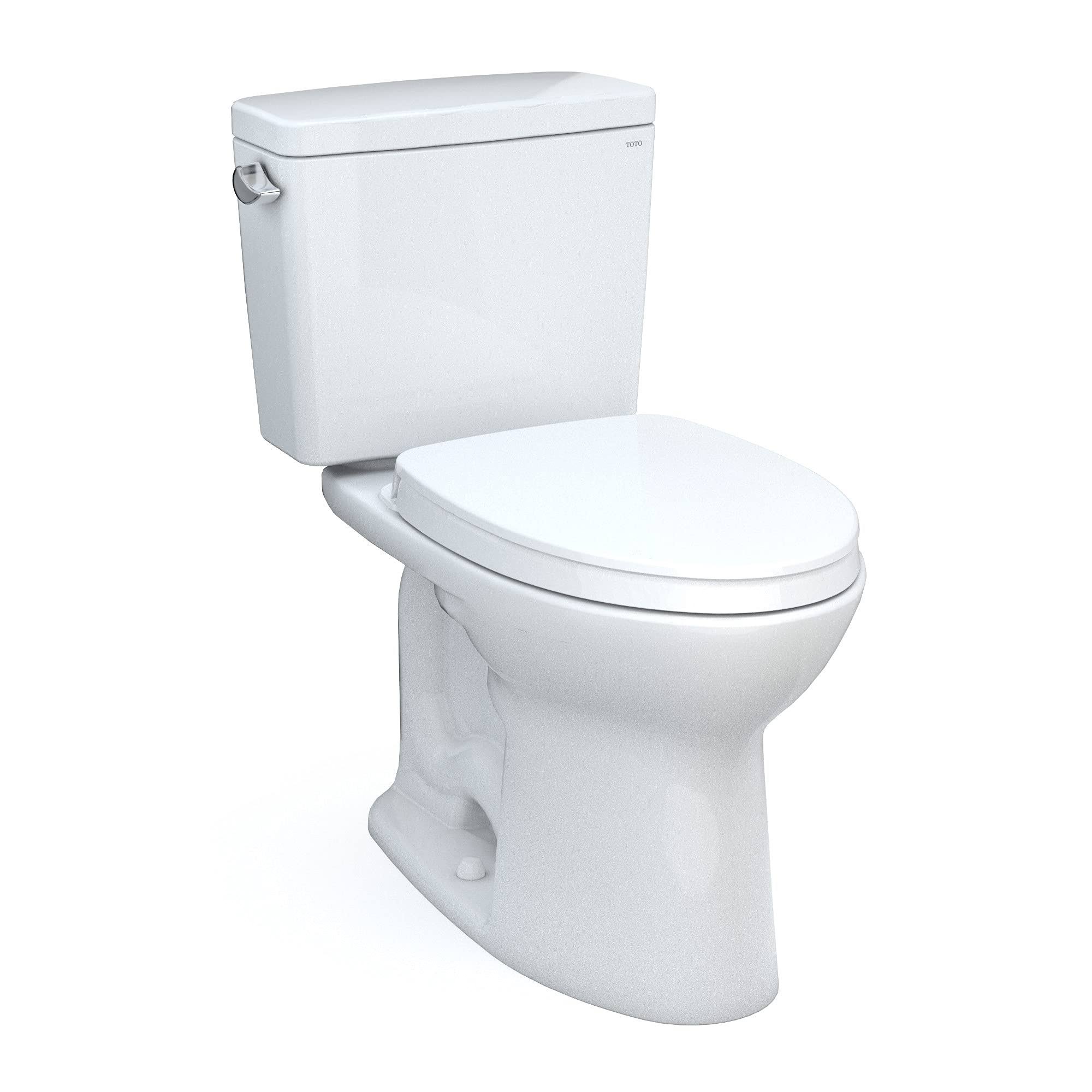 Toto MS776124CEG#01 Drake Two-Piece Elongated 1.28 GPF Tornado Flush Toilet with CeFiONtect and SoftClose Seat , Cotton White