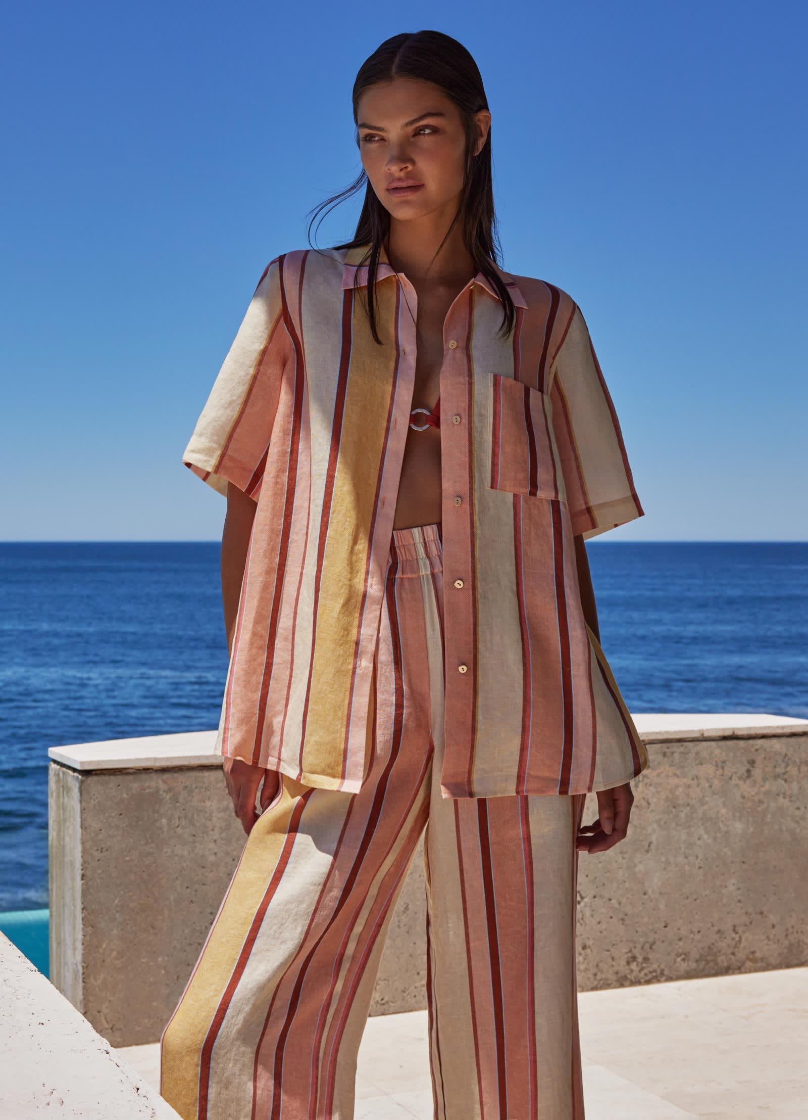 Fira Stripe Short Sleeve Shirt - Marigold