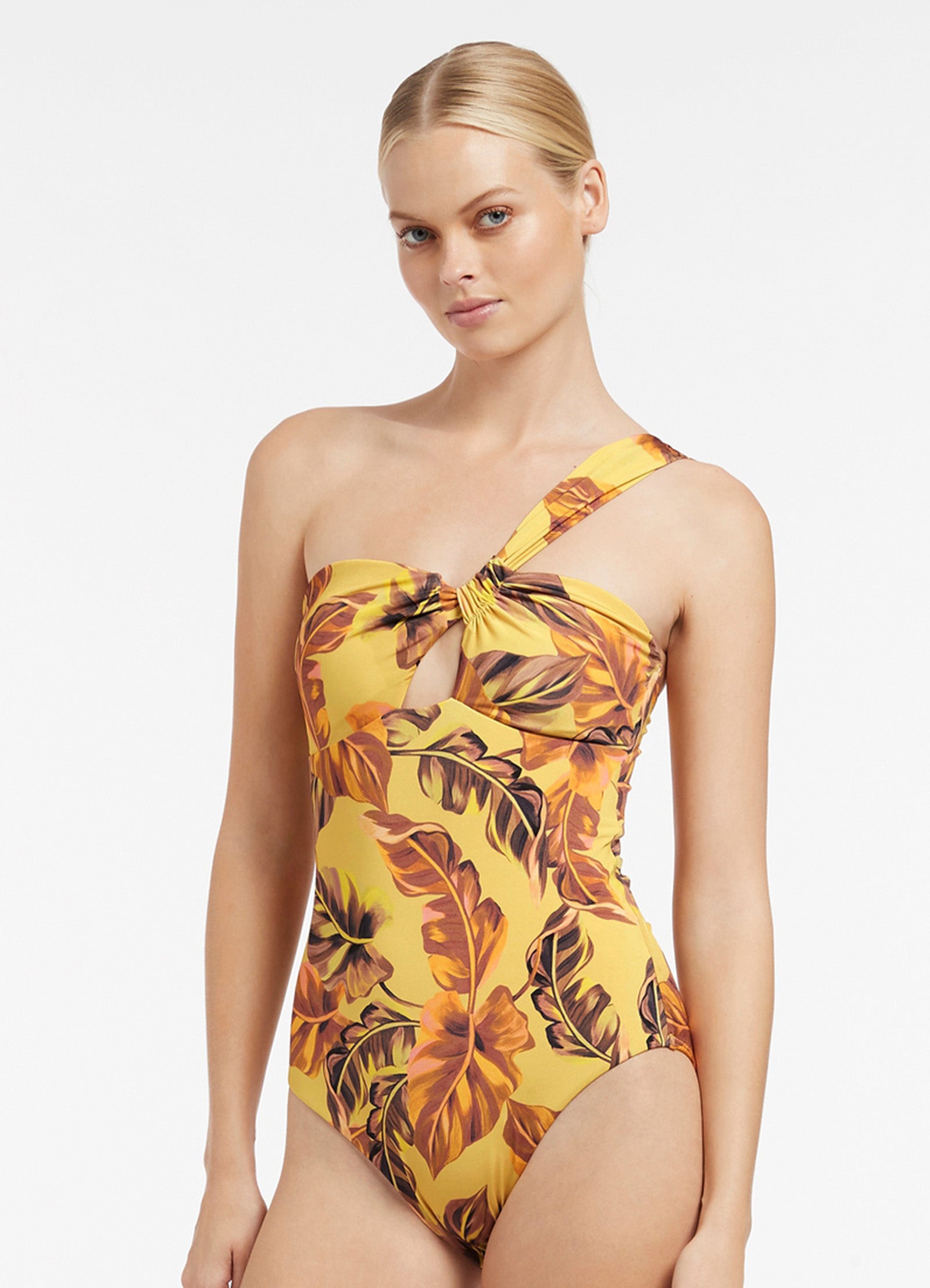 Palmas Gather One Shoulder One Piece - Citrus