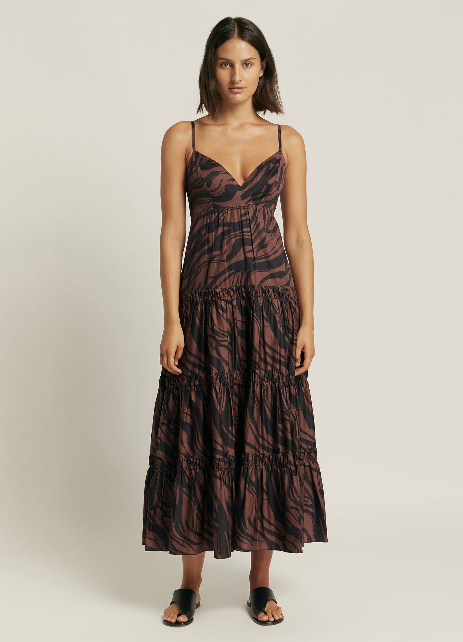 Nomade Tiered Maxi Dress - Burnt Clay/Black