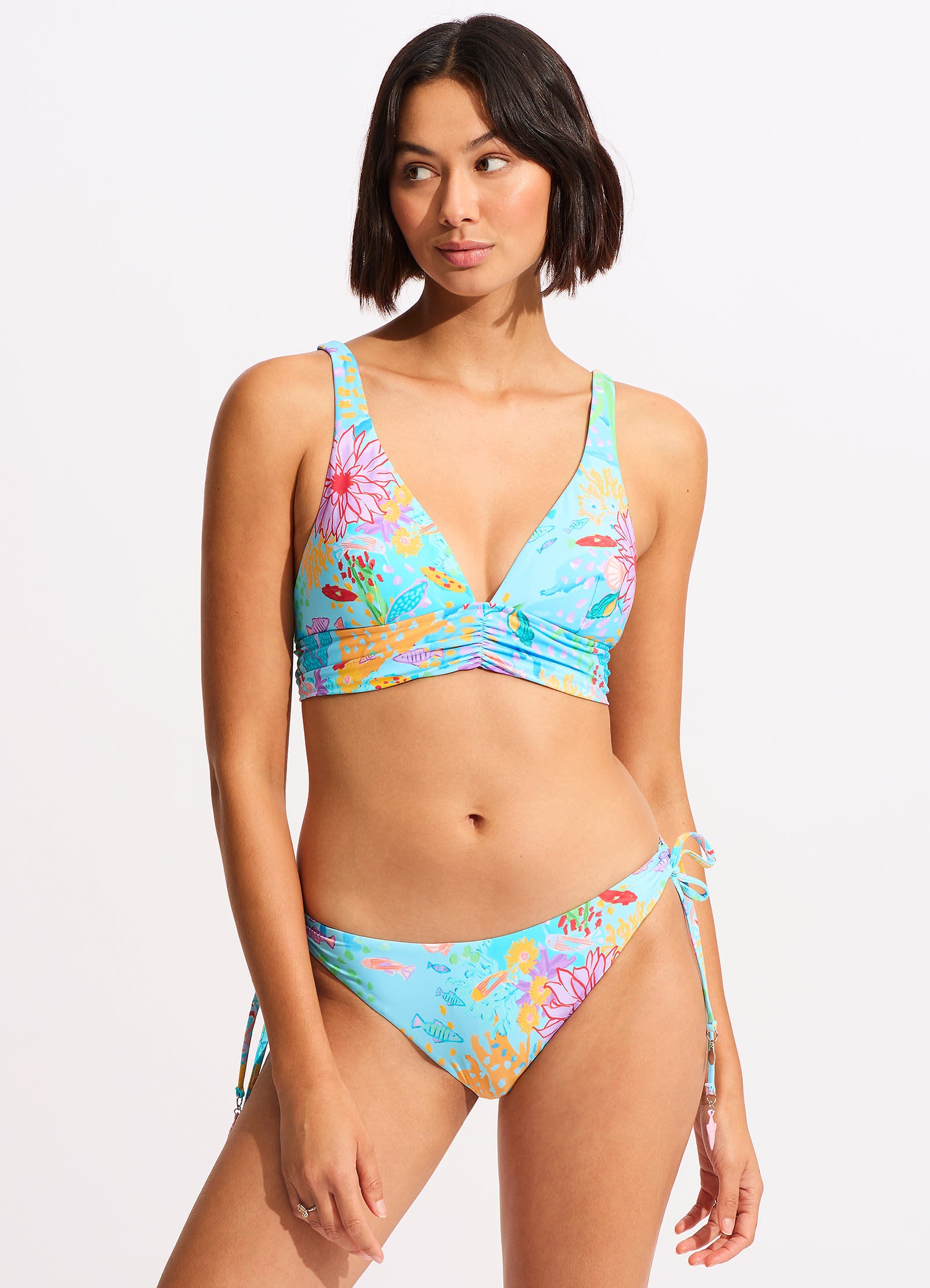 Under The Sea Triangle Bikini Top - Blue Mist