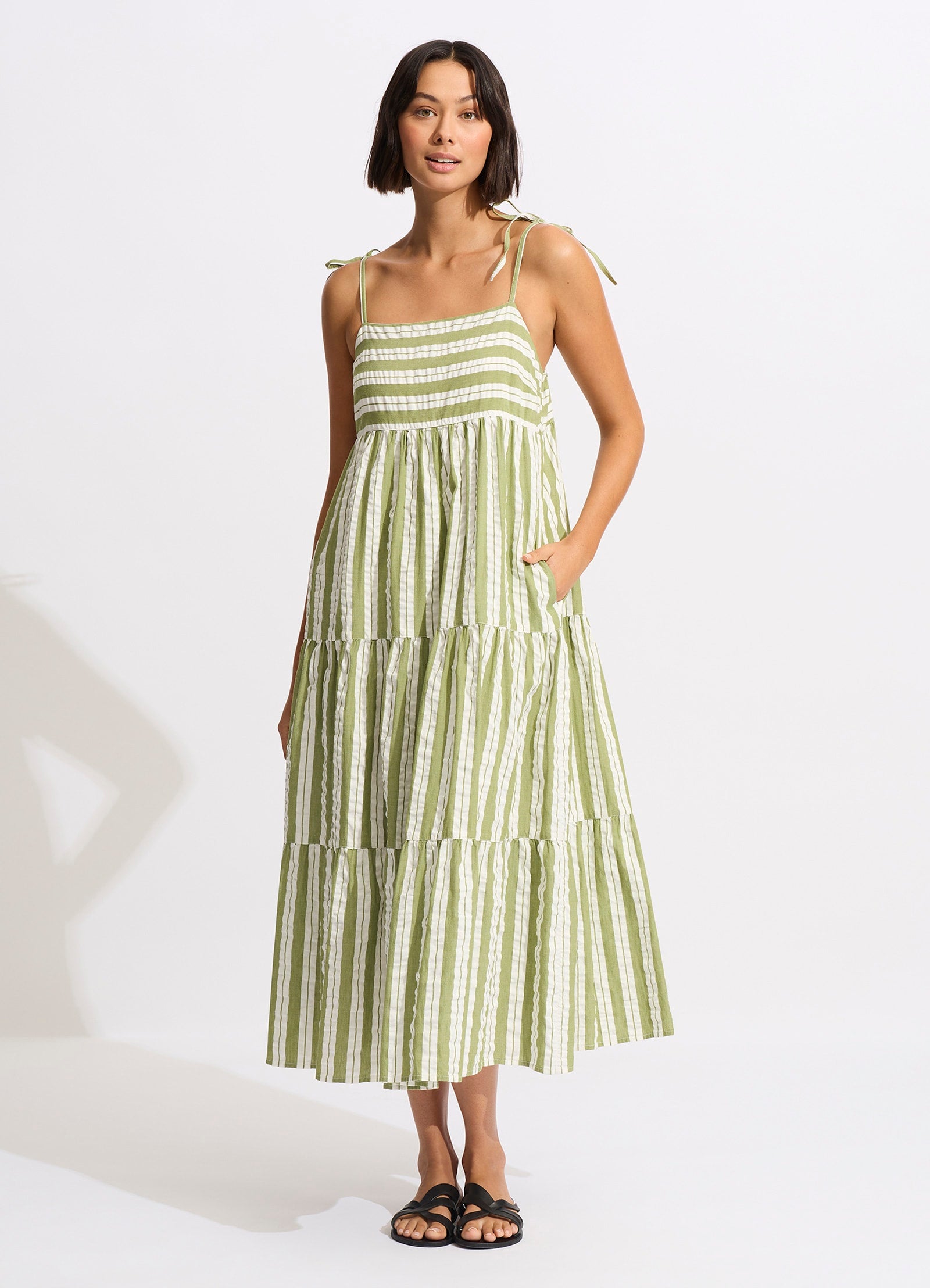 Cabana Tier Maxi - Olive Green