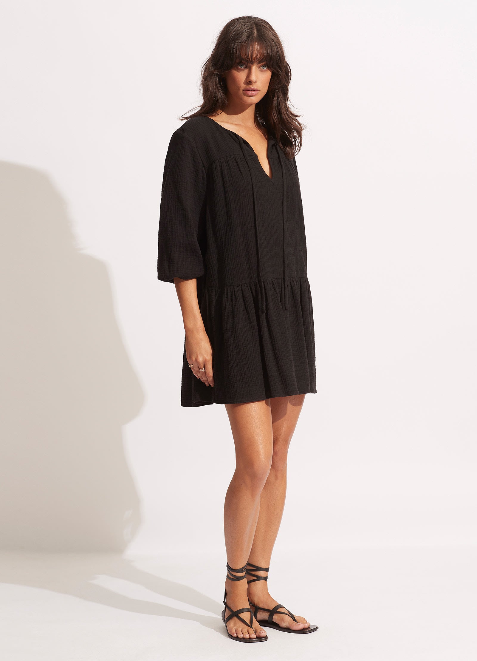 Fallow Textured Cotton Cover Up - Black