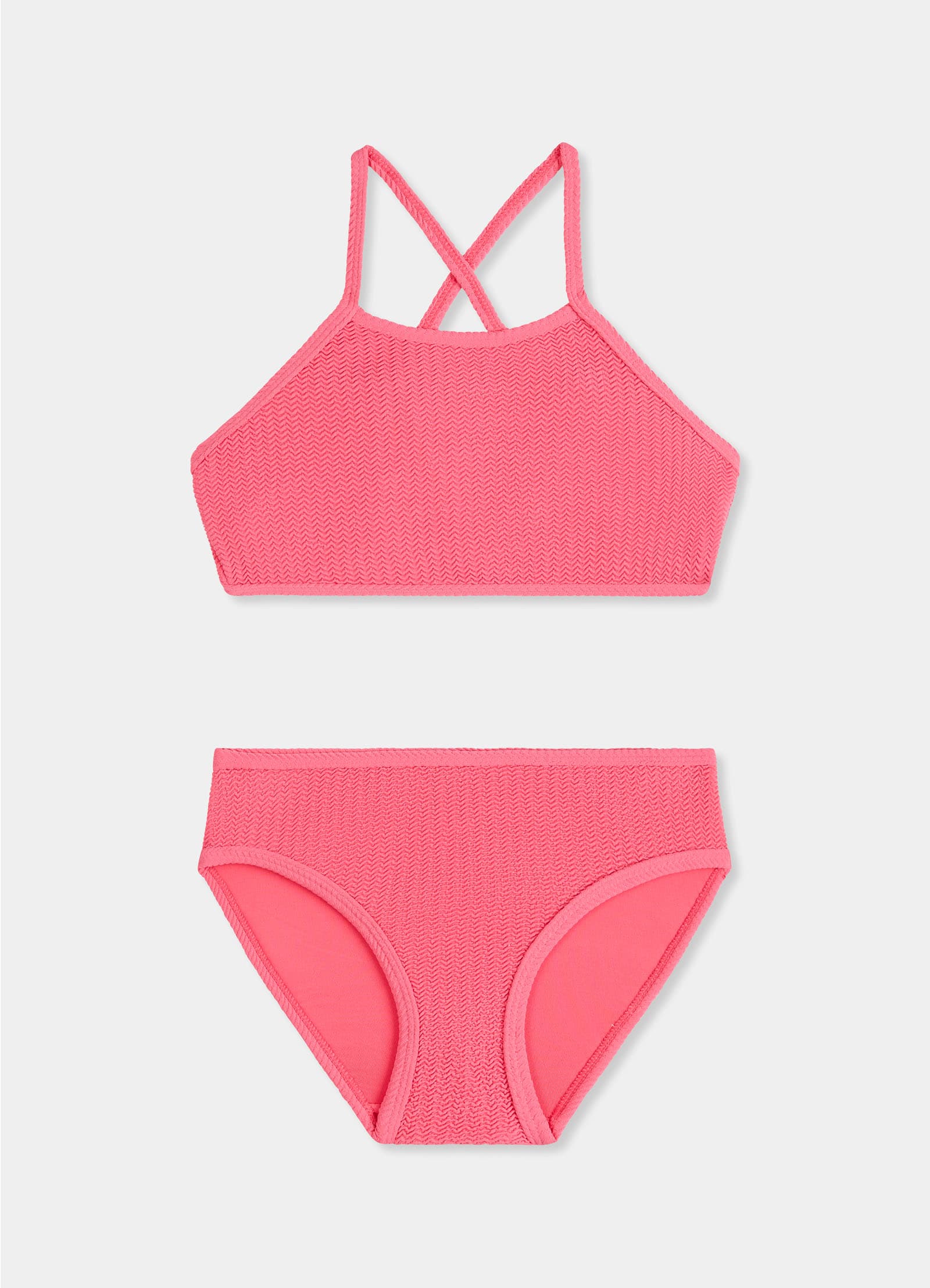 Girls Crossover Back Bikini Set  - Watermelon