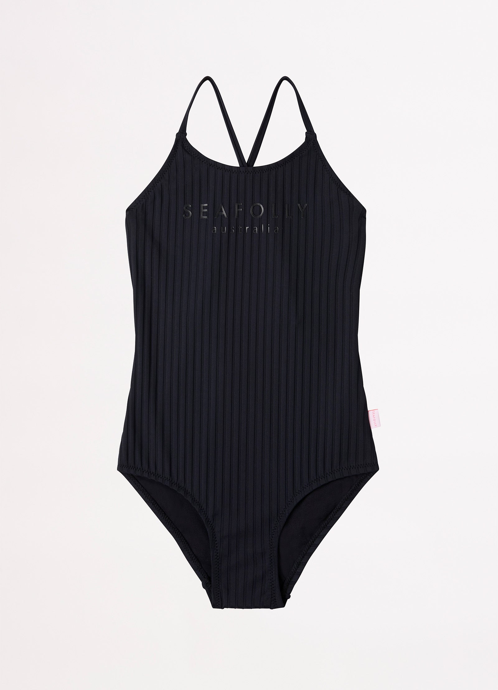 Girls Summer Essential Crossover Strap One Piece  - Black