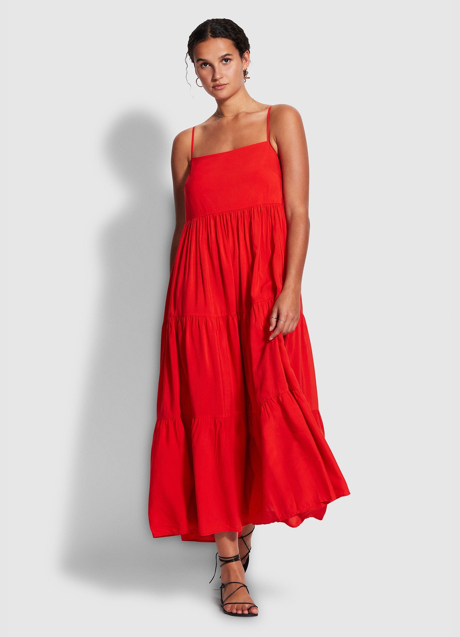 Weekend Tier Dress - Mandarin Red