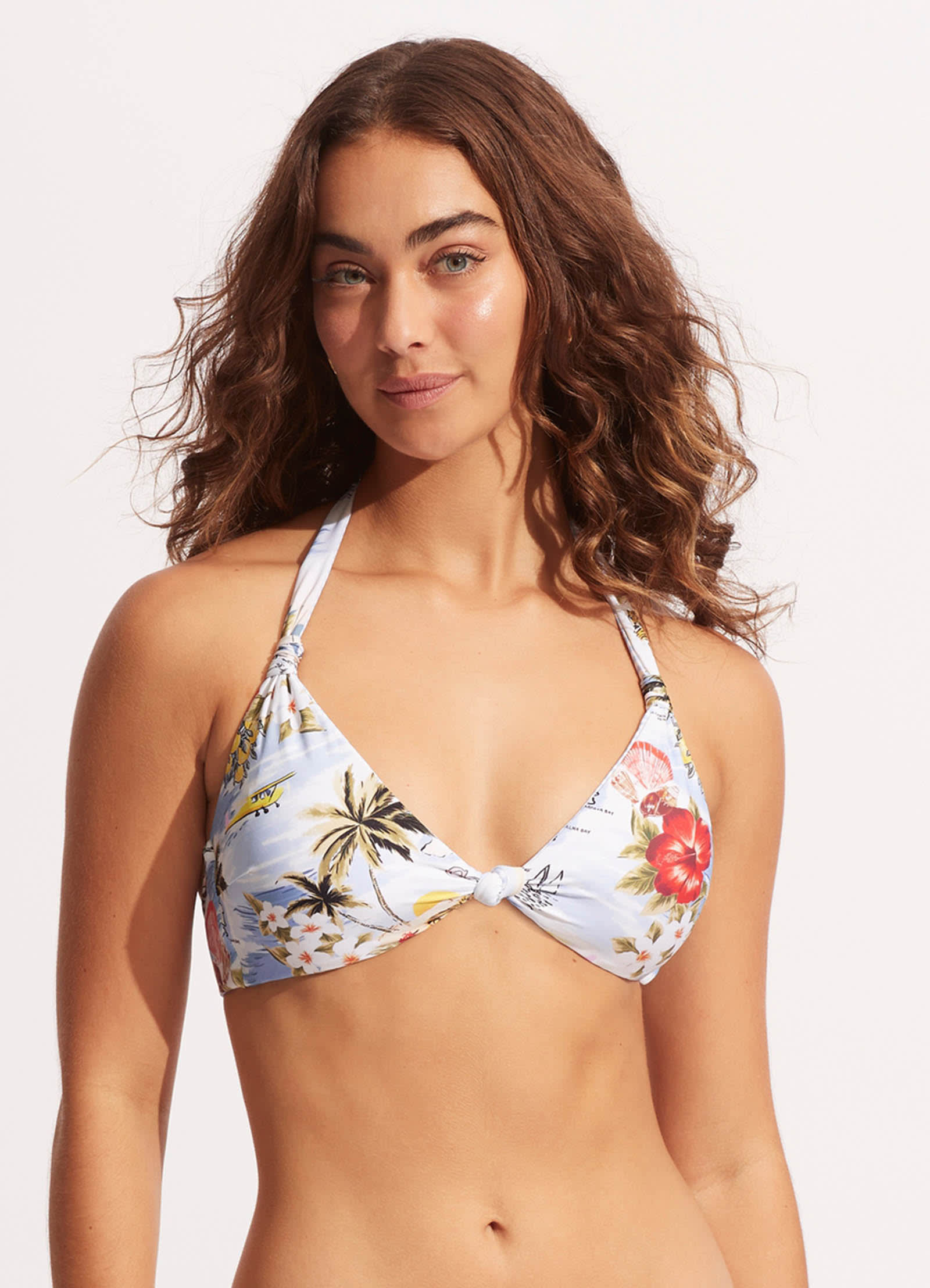 Coast To Coast Knot Front Halter Bra - Powder Blue