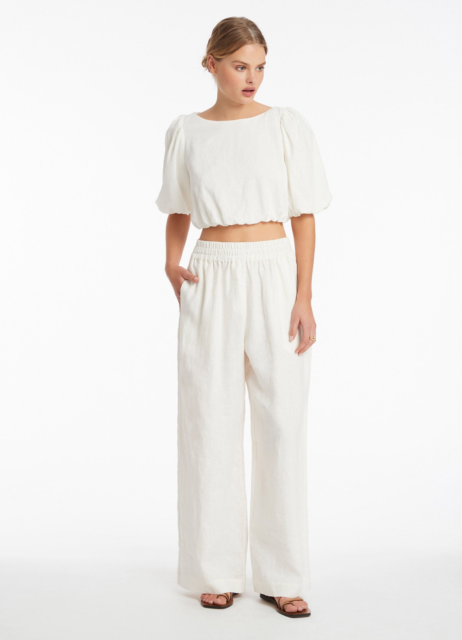 Jetset Wide Leg Pants - Cream
