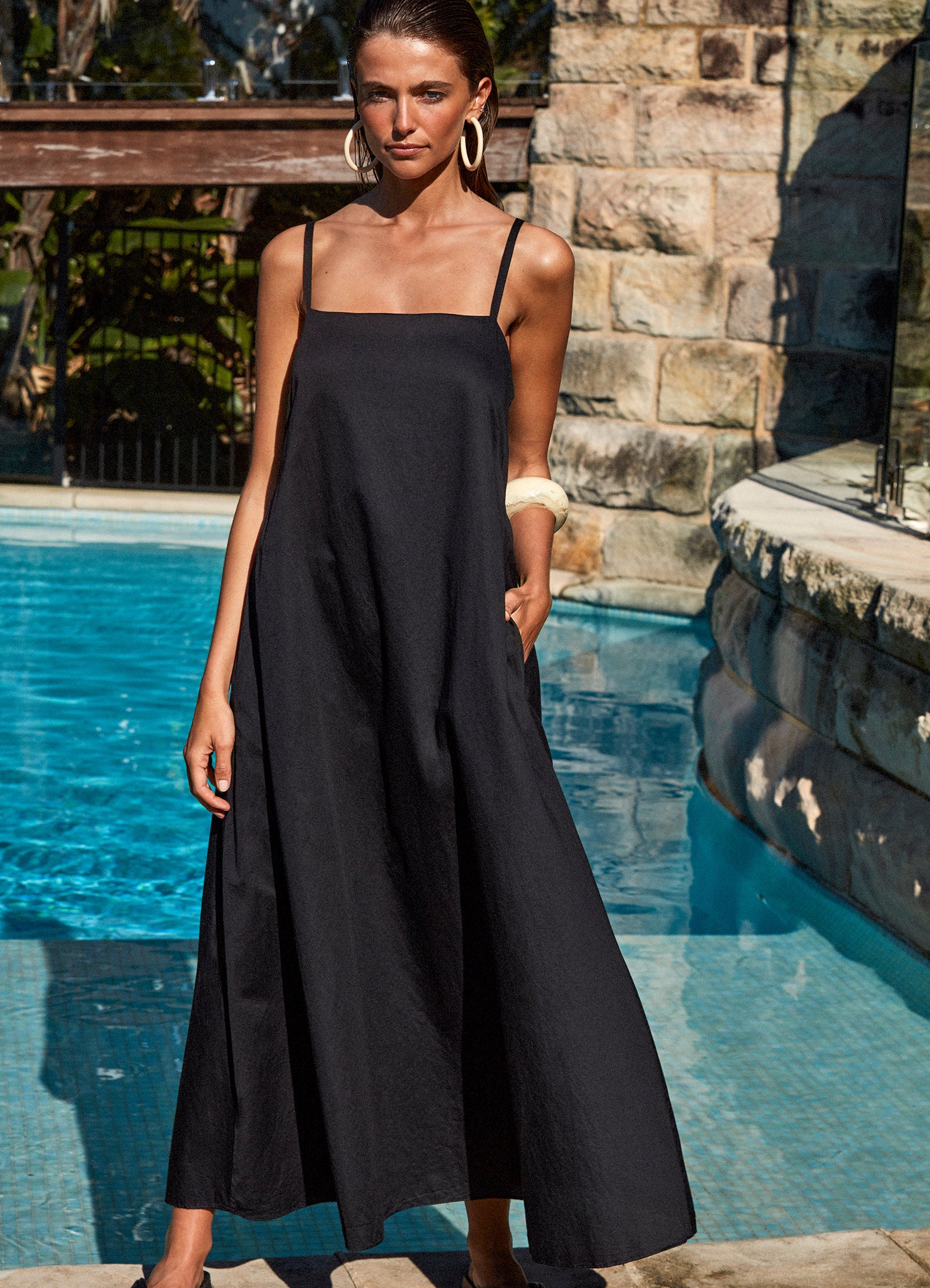 Jetset A Line Strappy Dress - Black