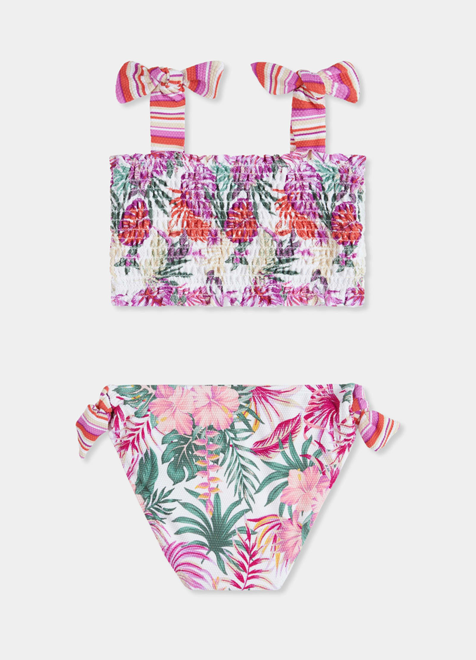 Island In The Sun Girls Shirred Bikini - Tropical