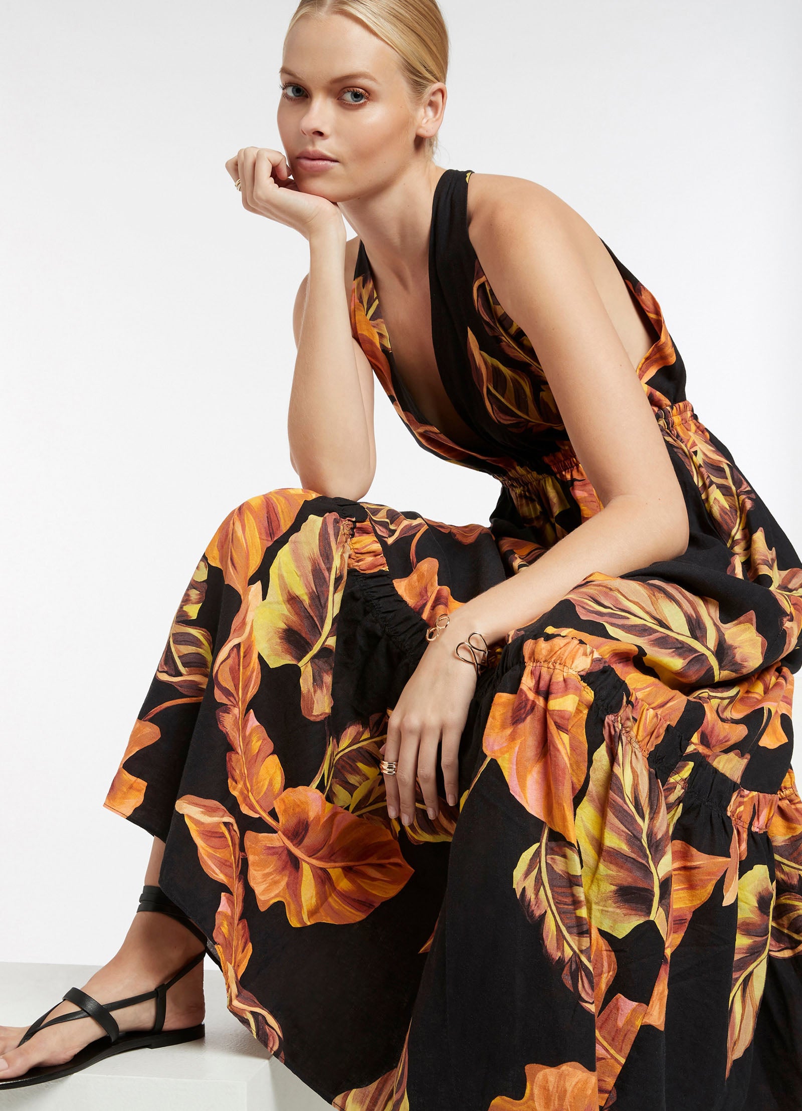 Palmas Plunge Maxi Dress - Black