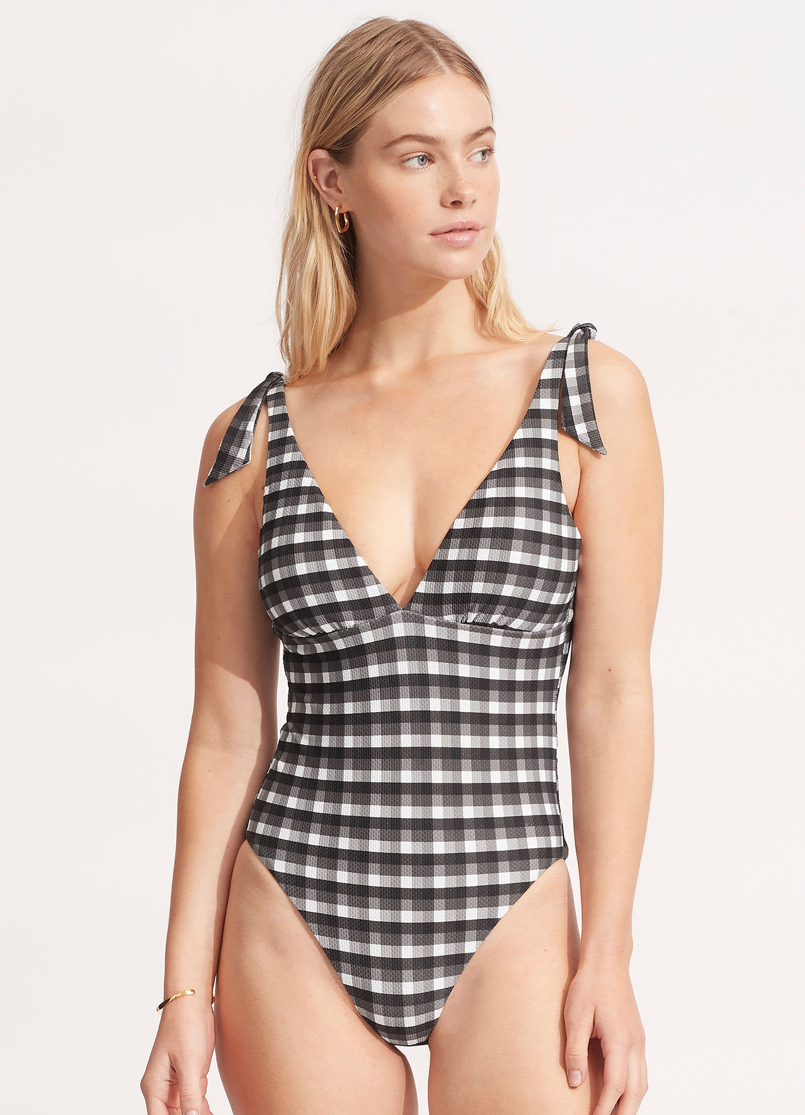 Portofino V Neck One Piece - Black