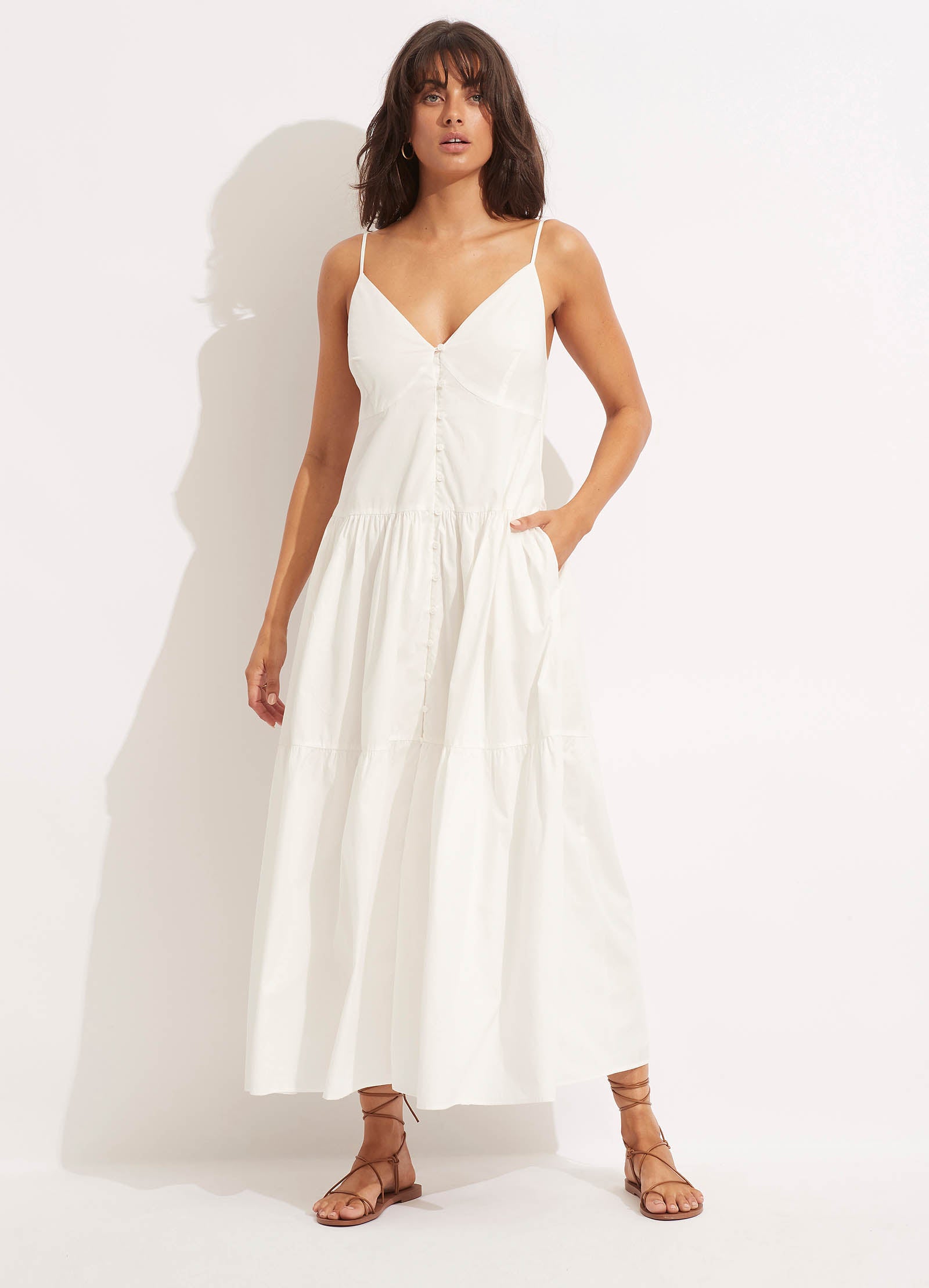 Poplin Maxi Dress - White