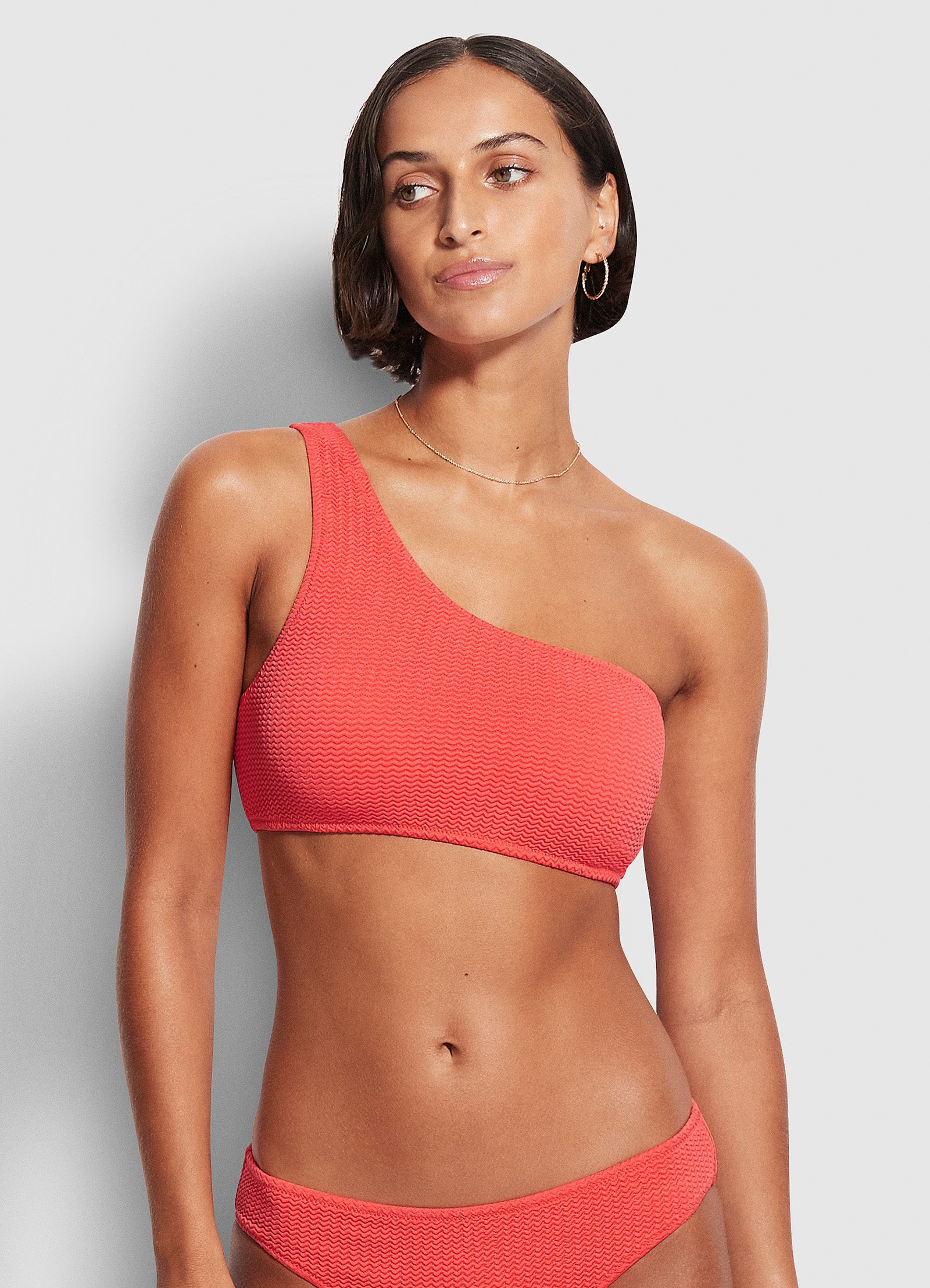 Sea Dive One Shoulder Top - Fiesta Coral