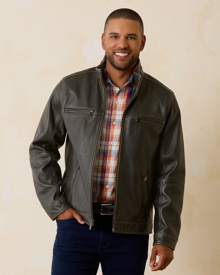 New Rocker Island Leather Jacket - tommybahama