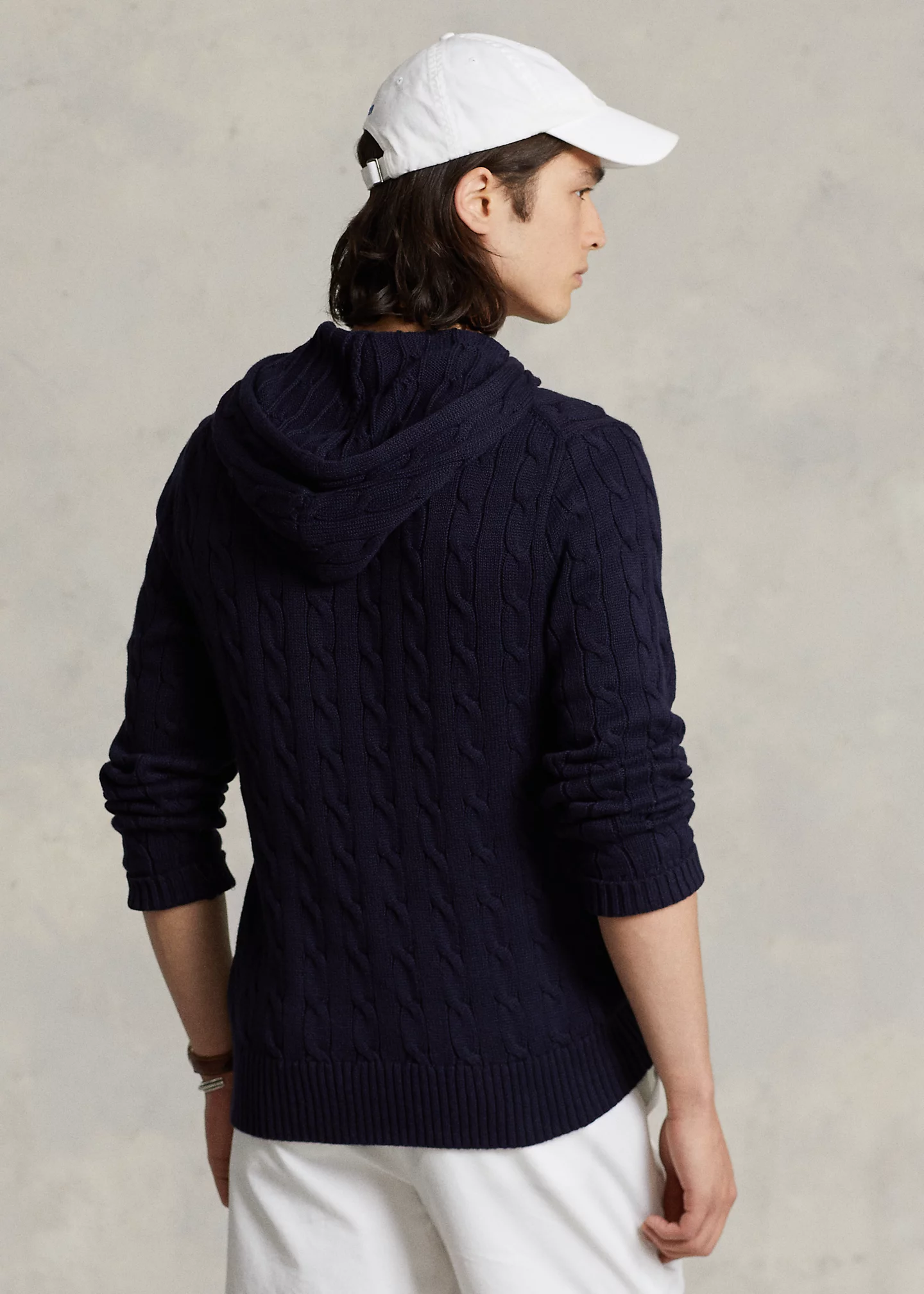 CableKnit Cotton Hooded Sweater