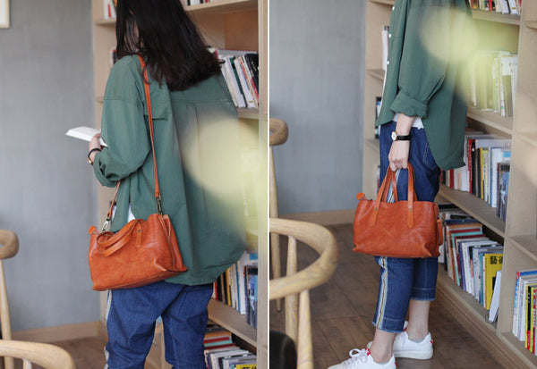 Small Womens Tote Bag Brown Leather Handbags Crossbody Bags for Women