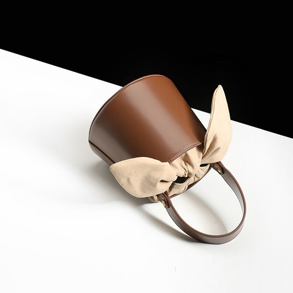 Small Cute Womens Bucket Bag Leather Handbags Crossbody Bags for Women