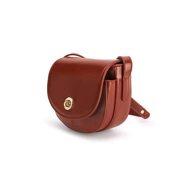 Womens Red Leather Crossbody Saddle Bag Over The Shoulder Purse for Women