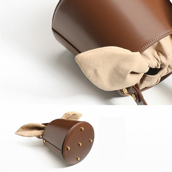 Small Cute Womens Bucket Bag Leather Handbags Crossbody Bags for Women