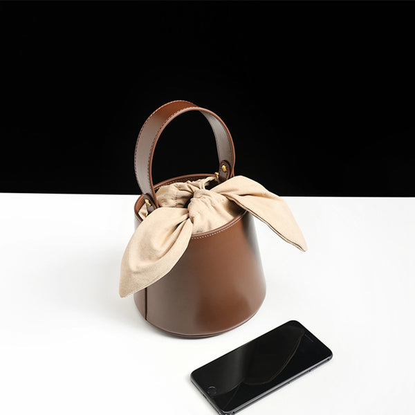 Small Cute Womens Bucket Bag Leather Handbags Crossbody Bags for Women