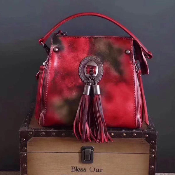 Small Womens Leather Fringe Backpack Purses Crossbody Handbags for Women