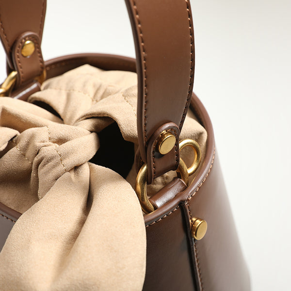 Small Cute Womens Bucket Bag Leather Handbags Crossbody Bags for Women