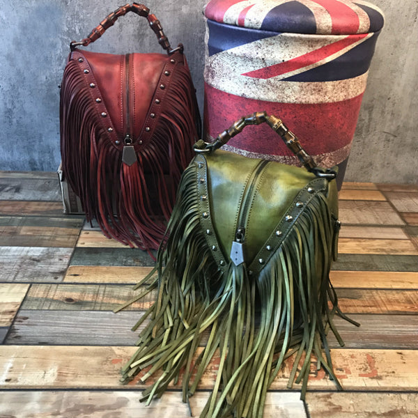 Western Womens Vintage Boho Bags Leather Crossbody Fringe Handbags Hippie Purses for Women