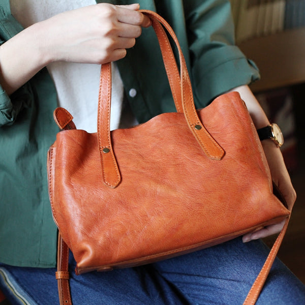 Small Womens Tote Bag Brown Leather Handbags Crossbody Bags for Women