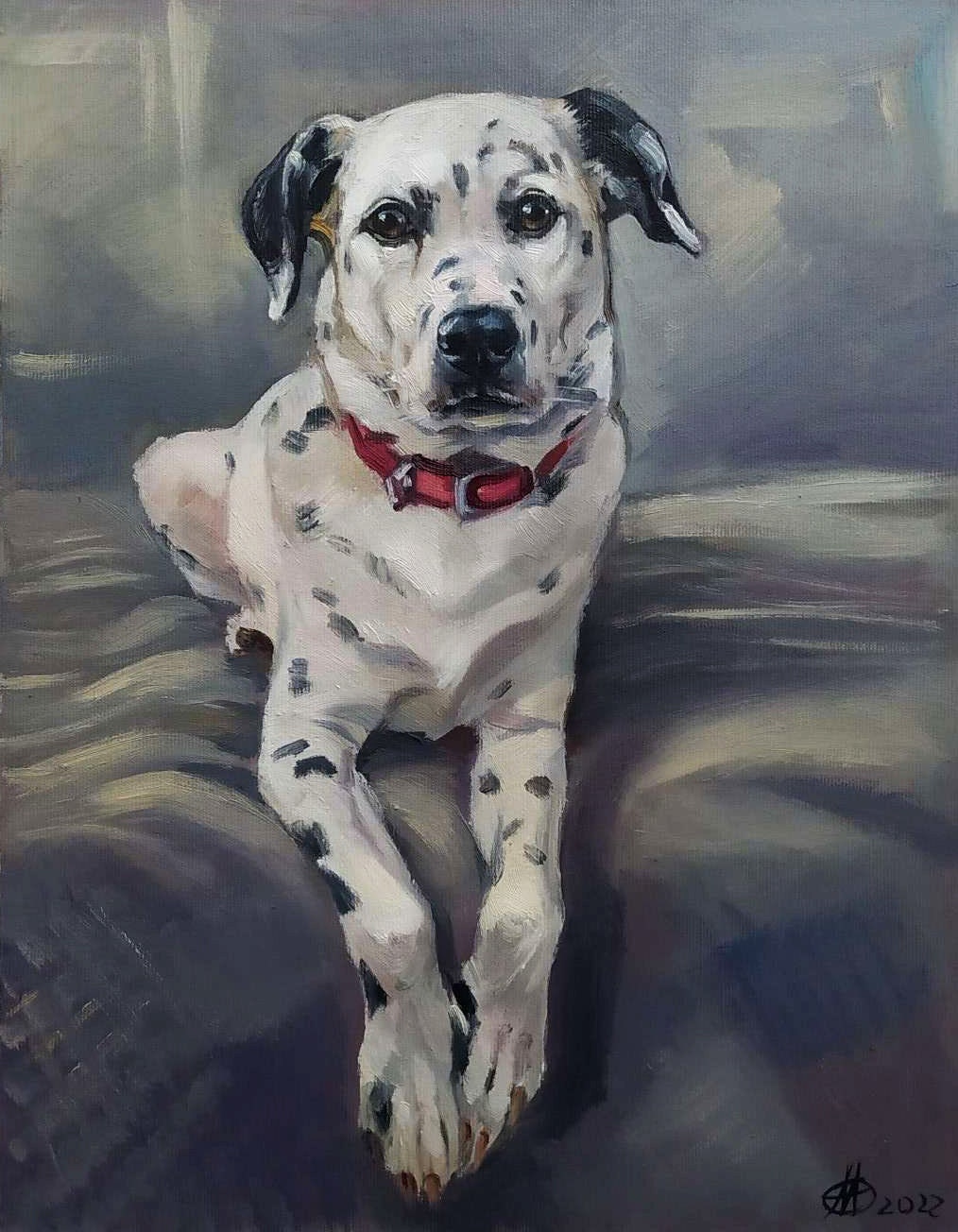 Pet portrait Personality Dalmatian oil portrait