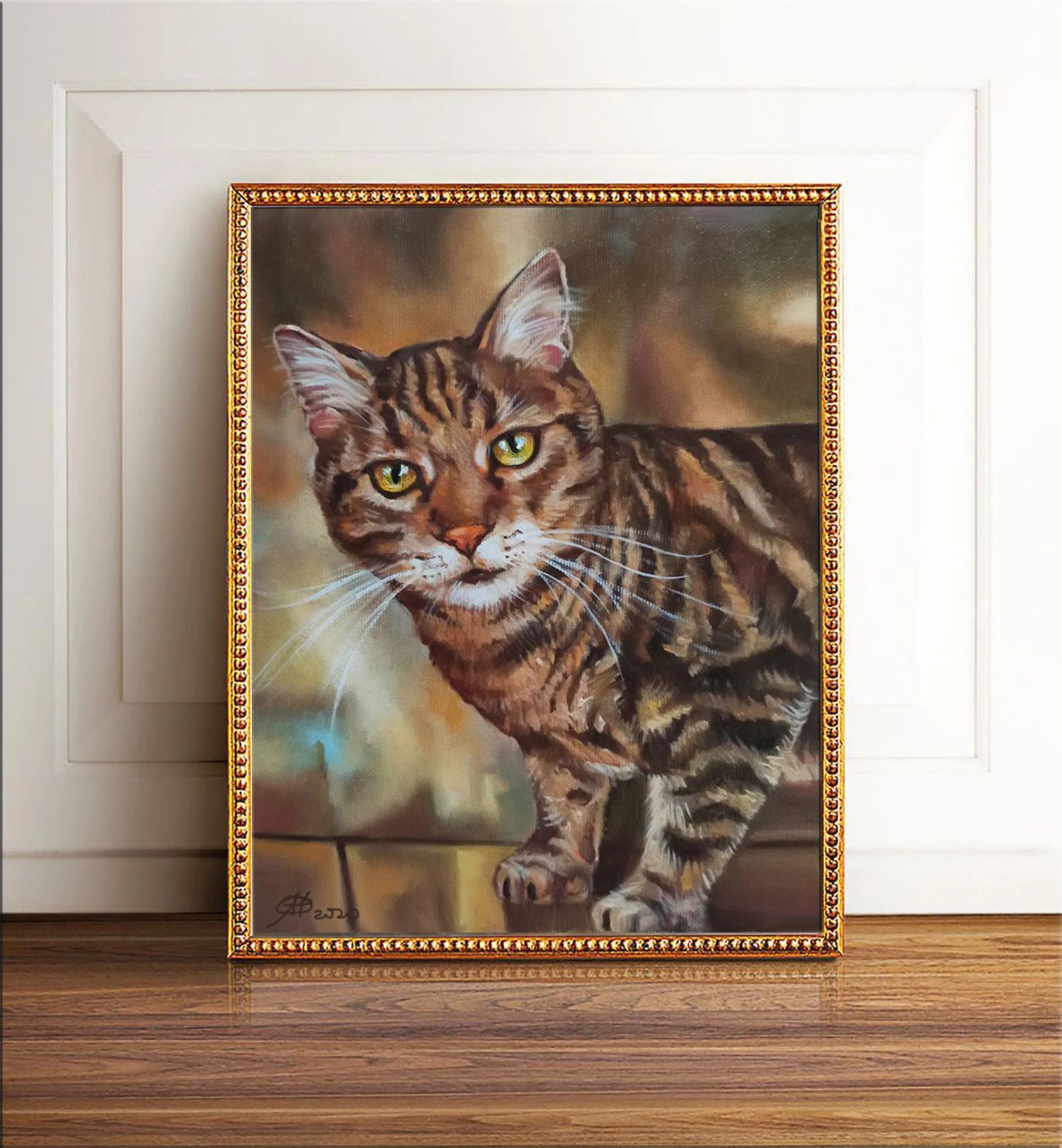 Pet portrait Cat oil painting Handmade pet portrait on canvas for Christmas gifts