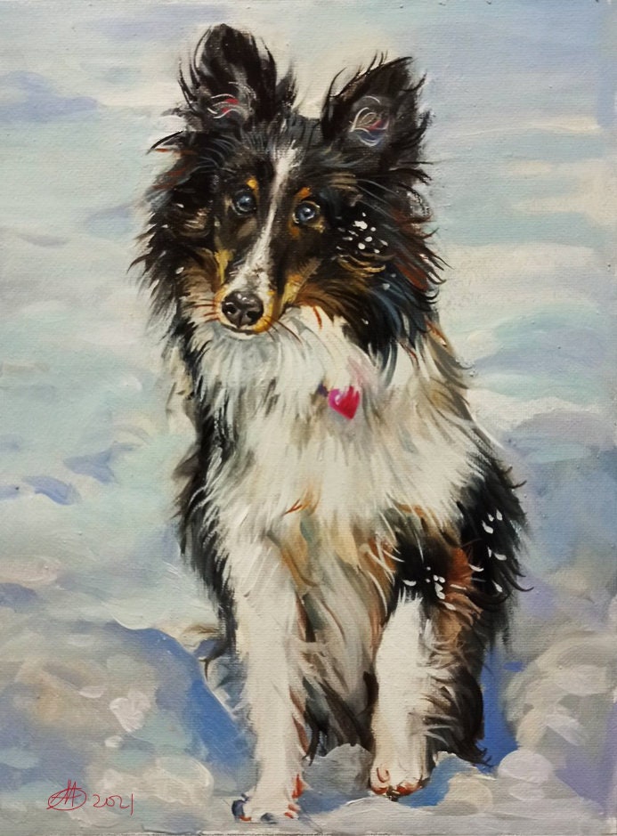 pet portraits painting Dog oil painting on canvas Handmade pet portrait gift