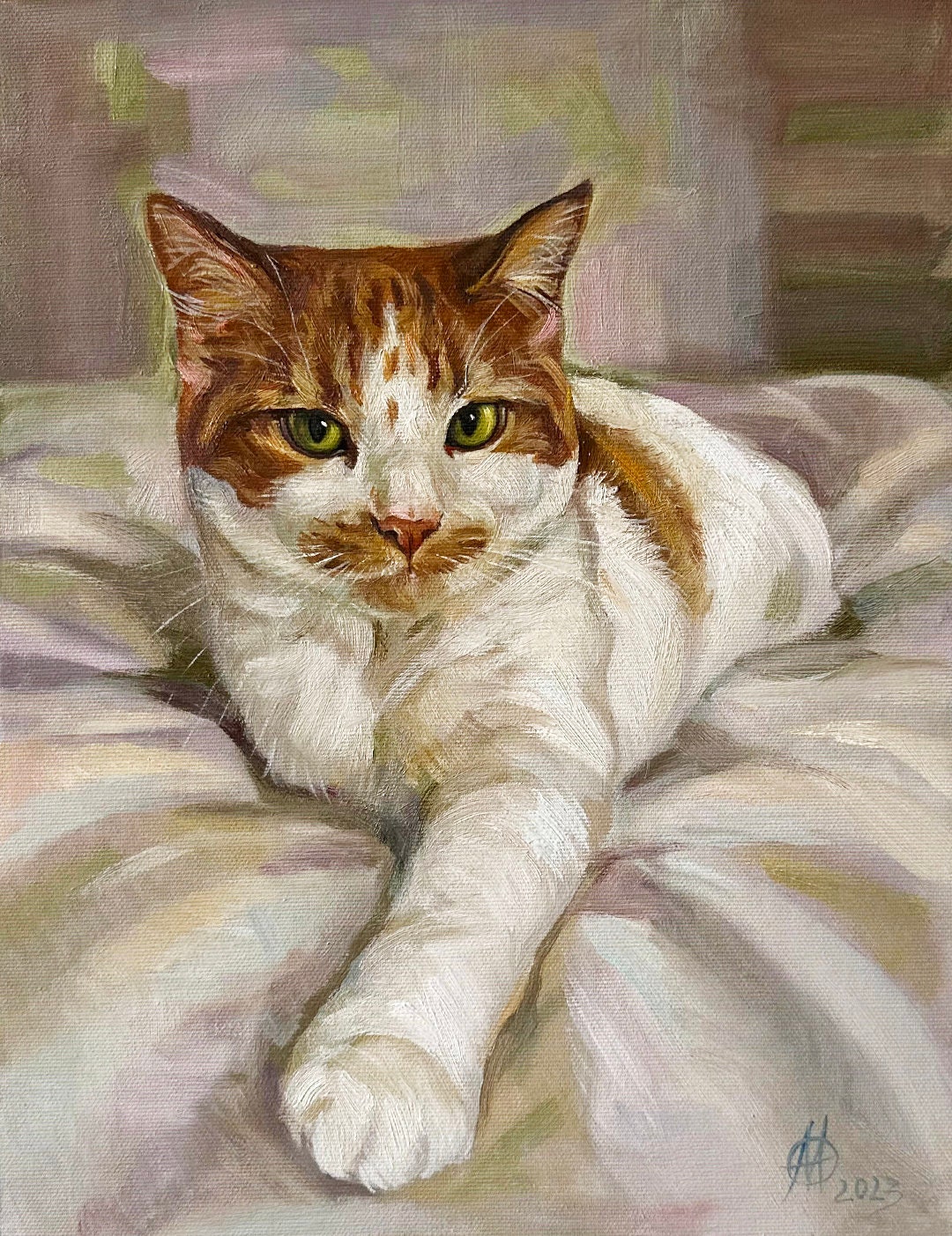 Pet portrait Cat oil painting on canvas Kitten on canvas