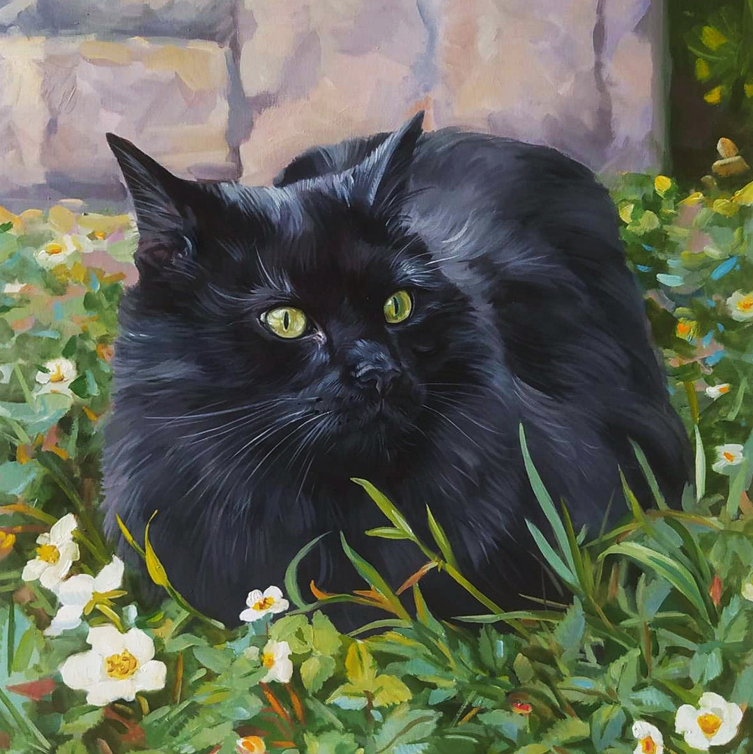 Pet Portraits Painting Cat Oil Painting on Canvas Handmade Pet Portrait  Gift