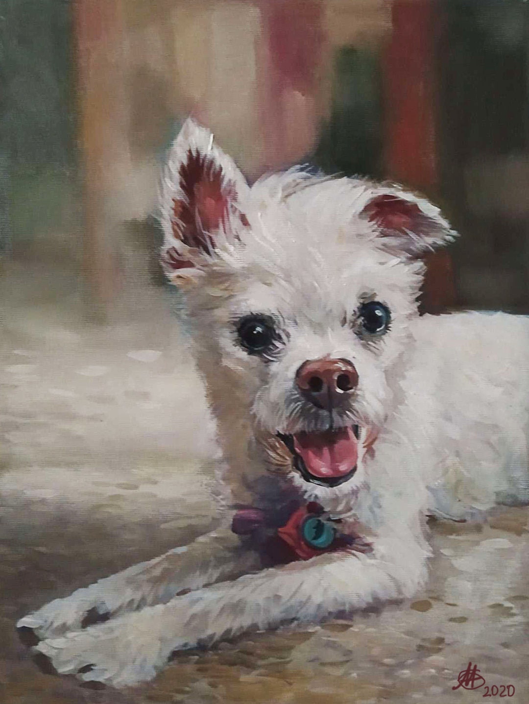 Portrait of a dog Portrait of a pet Personal portrait of a dog Portrait oil on canvas Portrait of a handmade pet Portrait as a gift