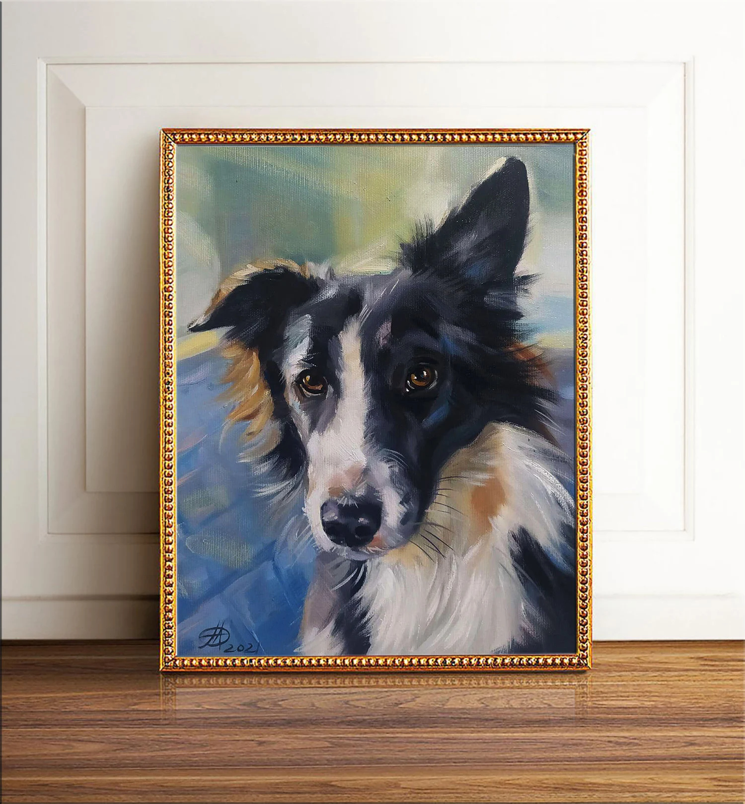 Portrait of pet dog  Personal portrait oil painting on canvas handmade pet Portrait as a gift