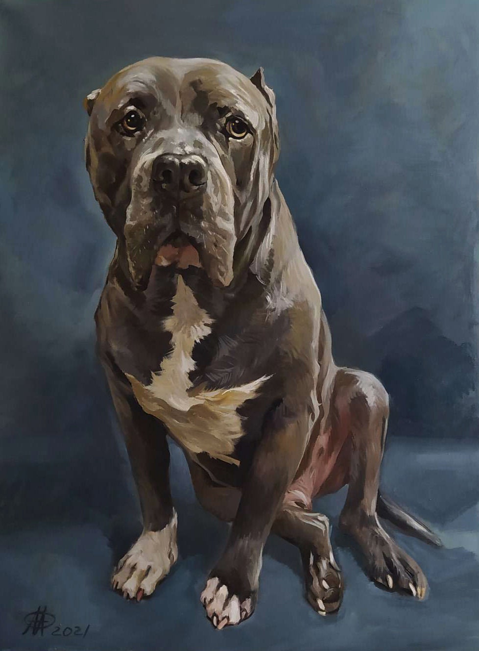 pet portraits painting Dog oil painting on canvas Handmade pet portrait gift