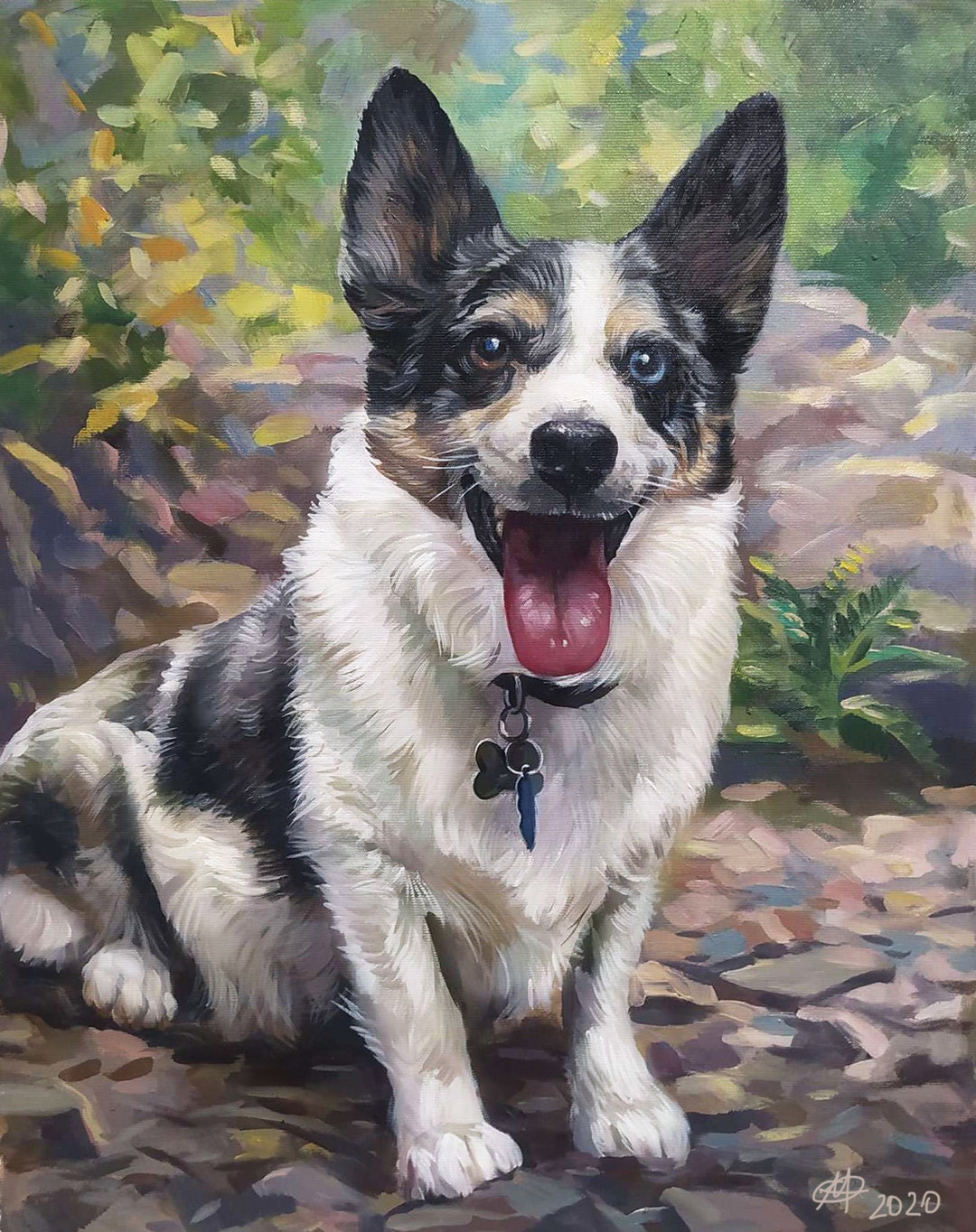 Dog portraits oil painting pet portraits painting on canvas Handmade pet portrait