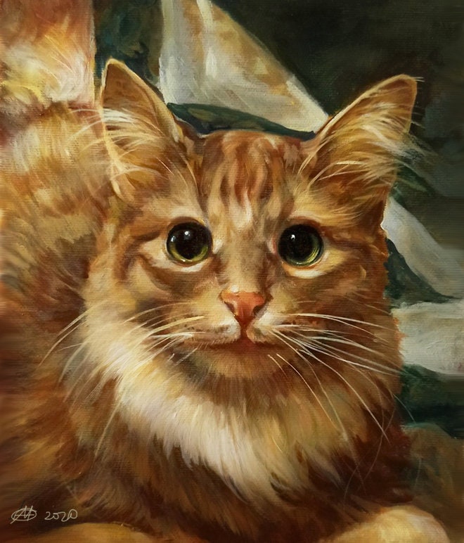 Pet portrait Cat Portrait Cat painting oil on canvas gift