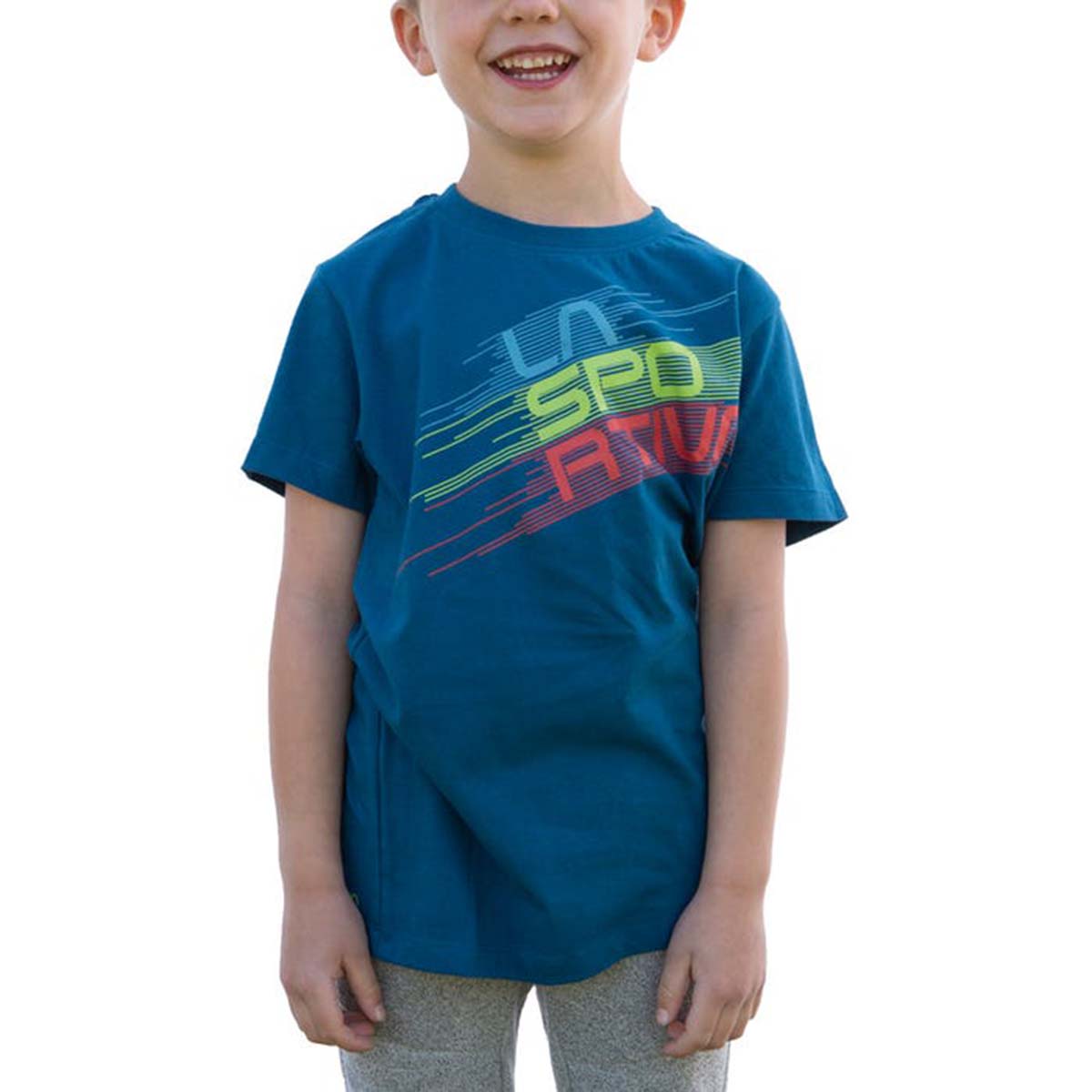 La Sportiva Stripe Evo Kids Climbing T-Shirt Blue