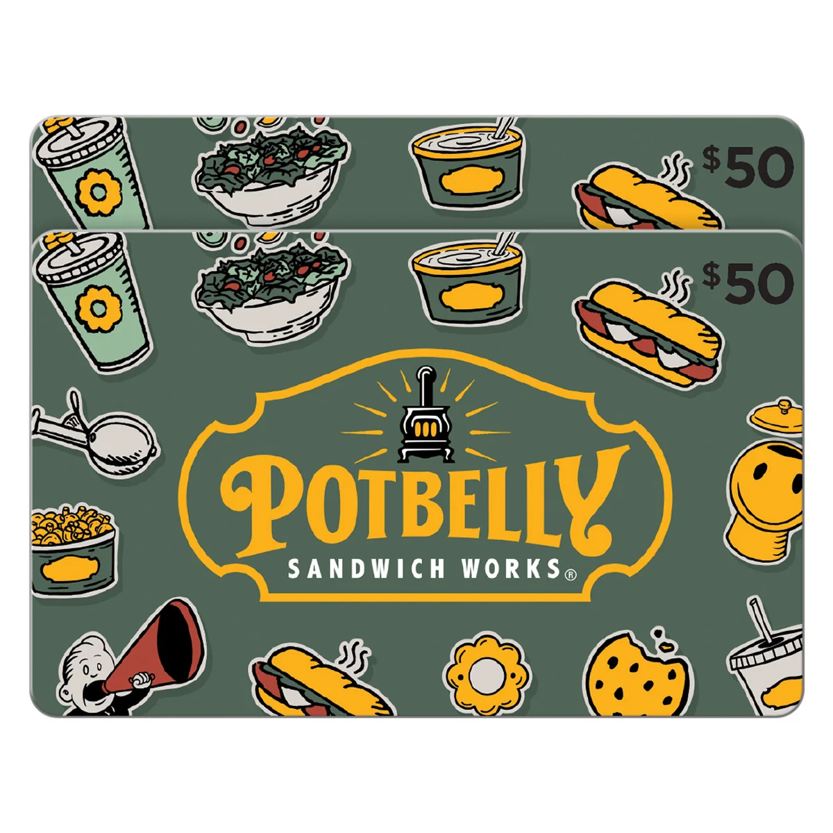 Potbelly Sandwich Works Two Restaurant $50 E-Gift Cards ($100 Value)
