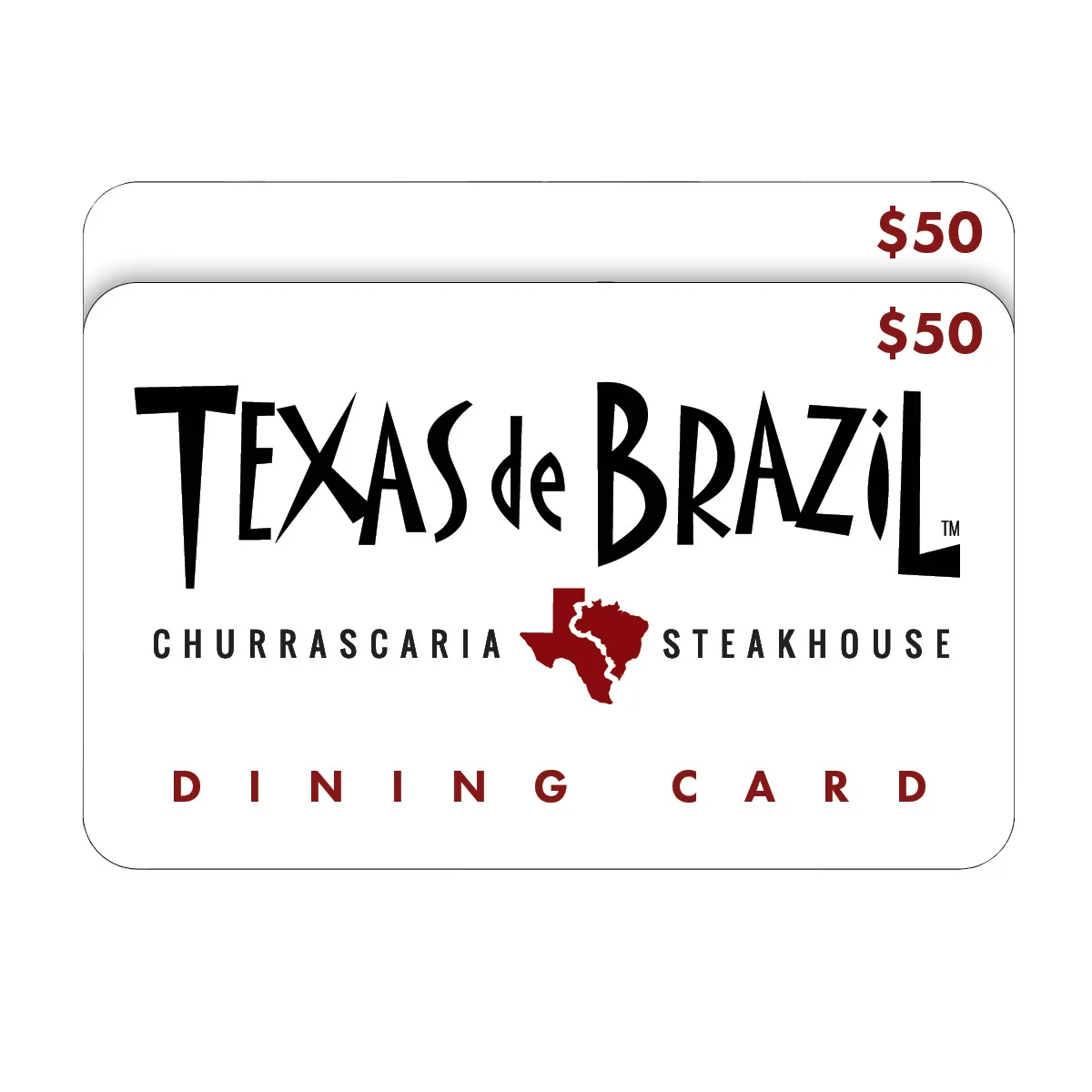 Texas de Brazil Two Restaurant $50 E-Gift Cards ($100 Value)