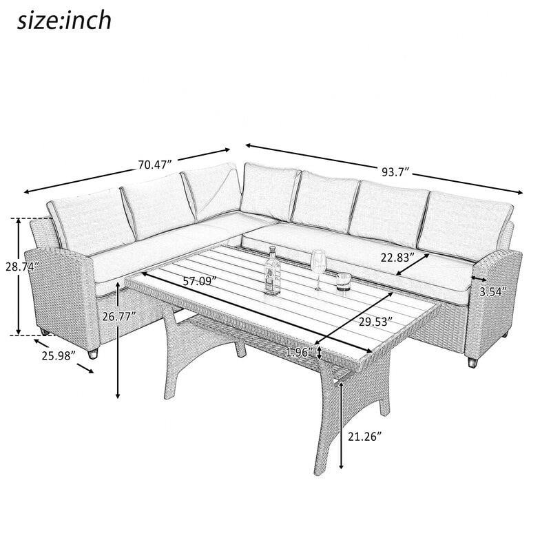 Julianna Wicker/Rattan 7 - Person Seating Group with Cushions-furniture