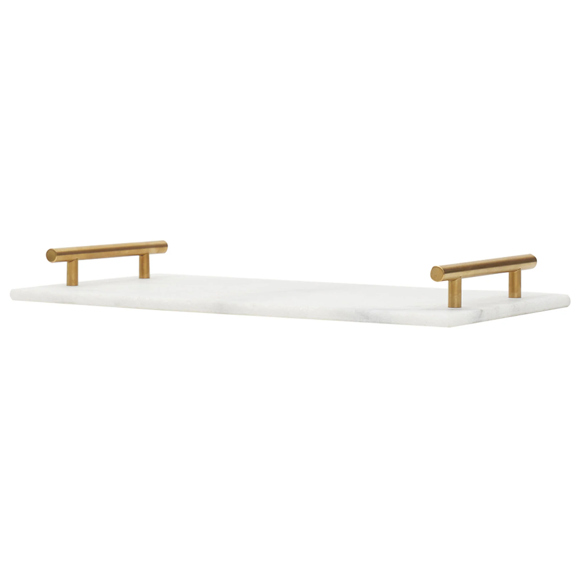 Sophia Grace Marble Serving Tray with Handles, White-Gold