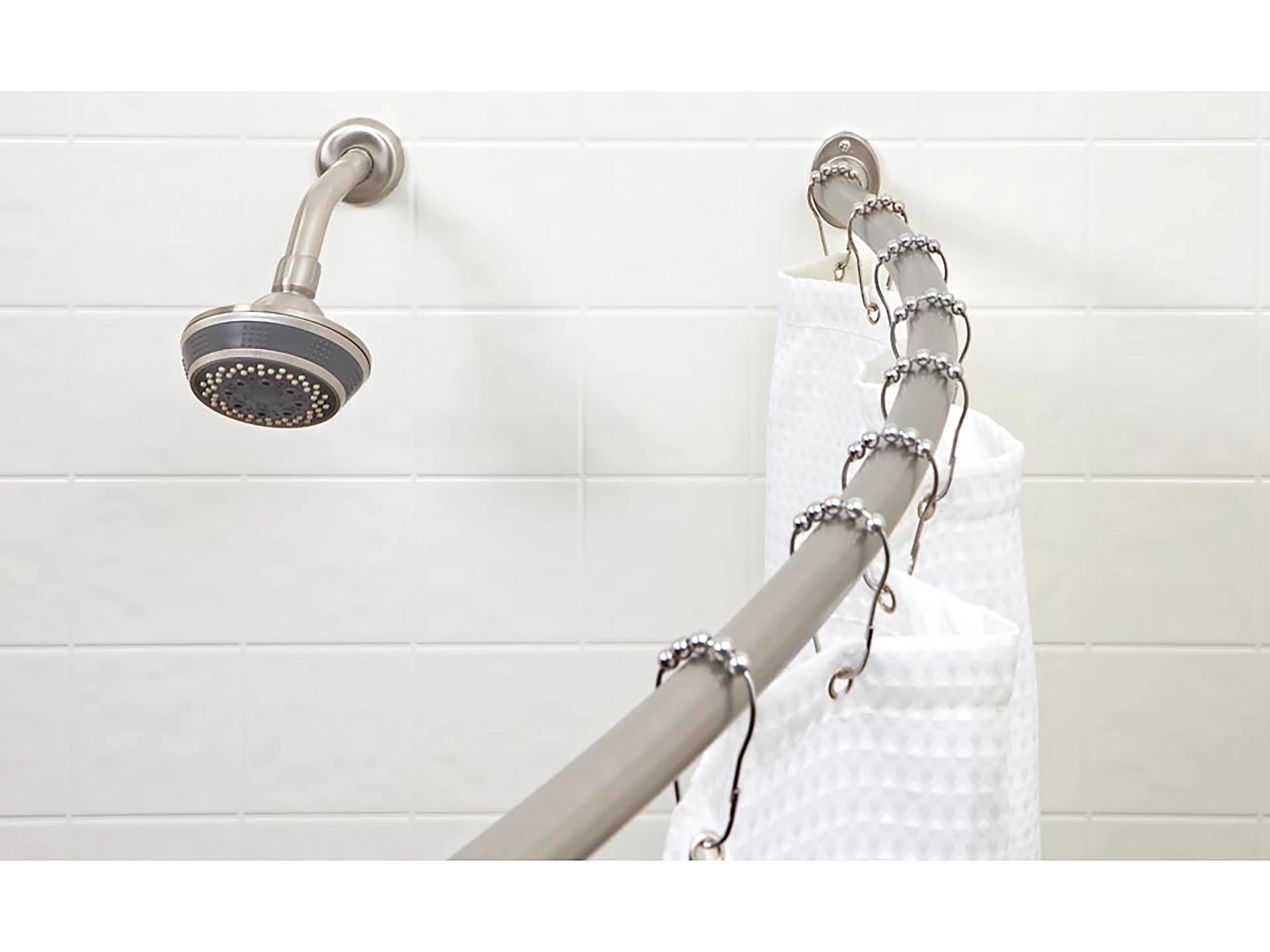 Bath Bliss Curved Shower Rod in Satin Nickel