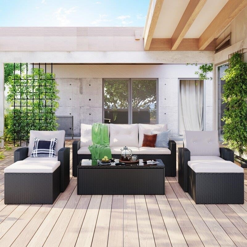 Jakye Wicker/Rattan 7 - Person Seating Group with Cushions-furniture