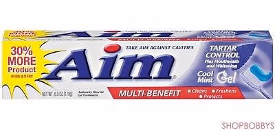 Aim Tartar Control Plus Whitening Gel Toothpaste, 6 Ounces