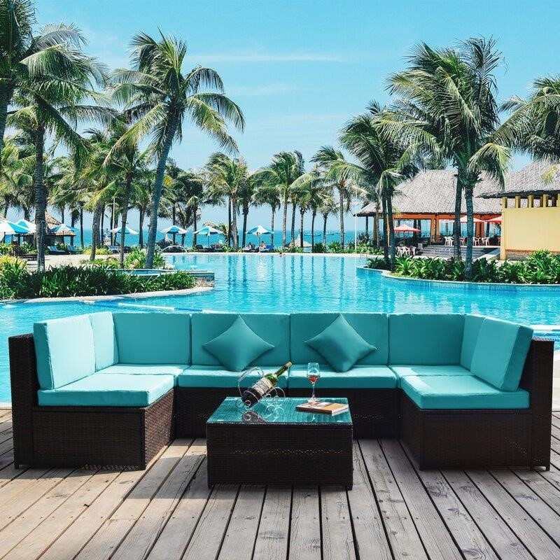 Sondra Wicker/Rattan 6 - Person Seating Group with Cushions-furniture