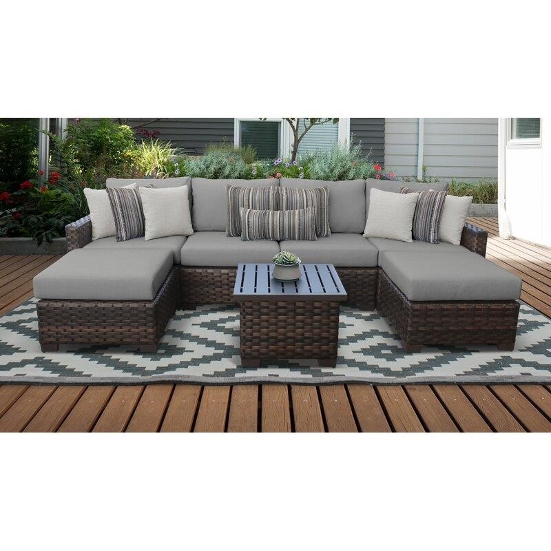 River Brook 7 Piece Outdoor Wicker Patio Furniture Set 07a-furniture