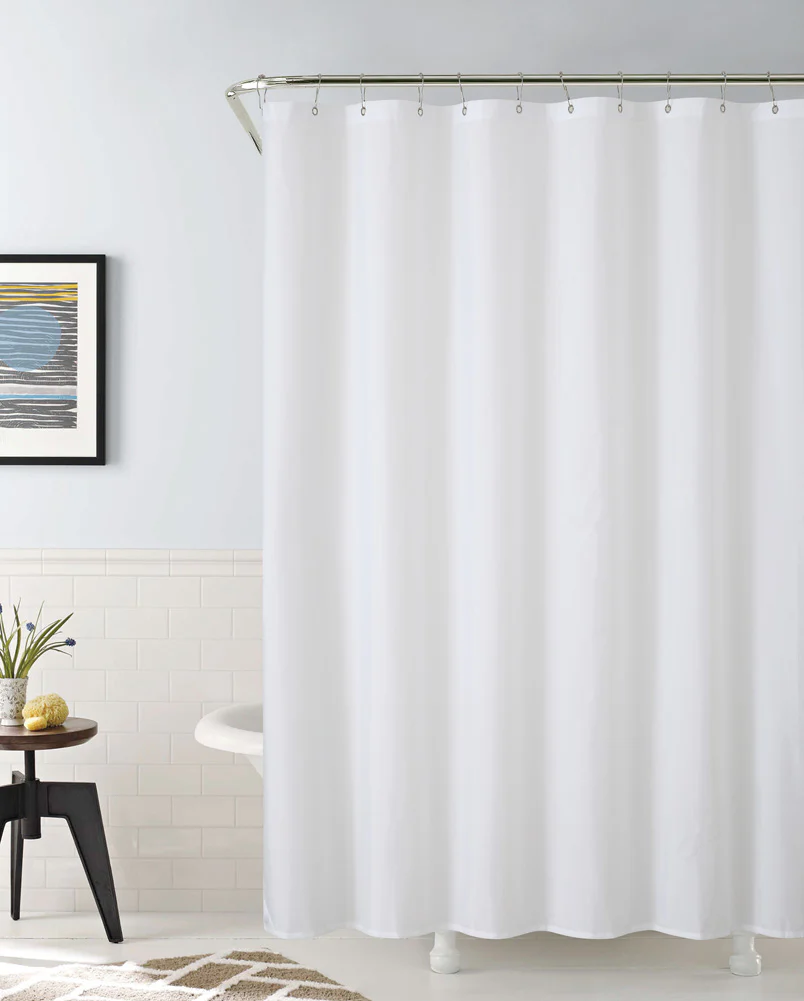 Aqua Block Laminated Water Repellent Fabric Shower Liner, White, 72x72 Inches
